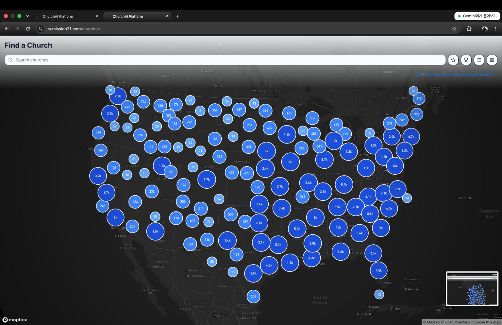 U.S. church map